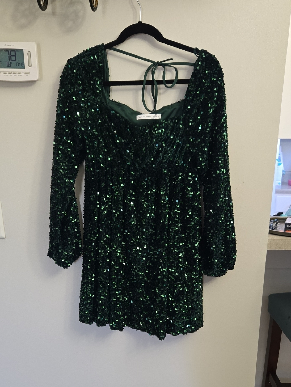 Altar'd State Emerald Sequin Strap Dress